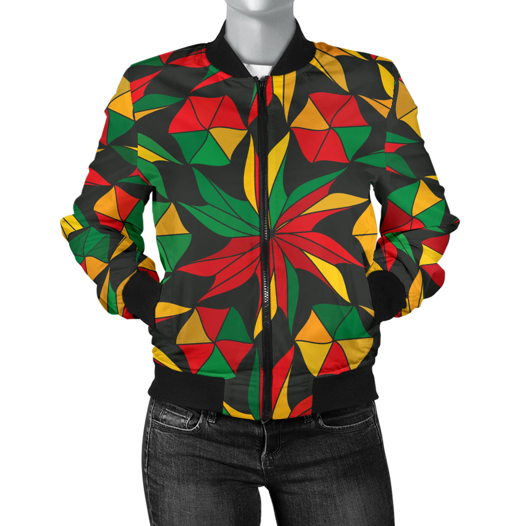 Rastafarian Pattern Print Design A03 Women's Bomber Jacket