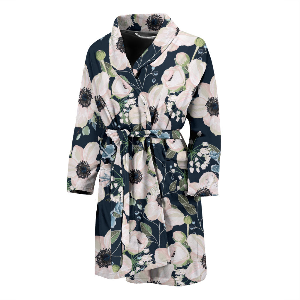 Anemone Pattern Print Design AM02 Men Bathrobe