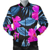 Neon Pink Hibiscus Pattern Print Design HB015 Men Bomber Jacket