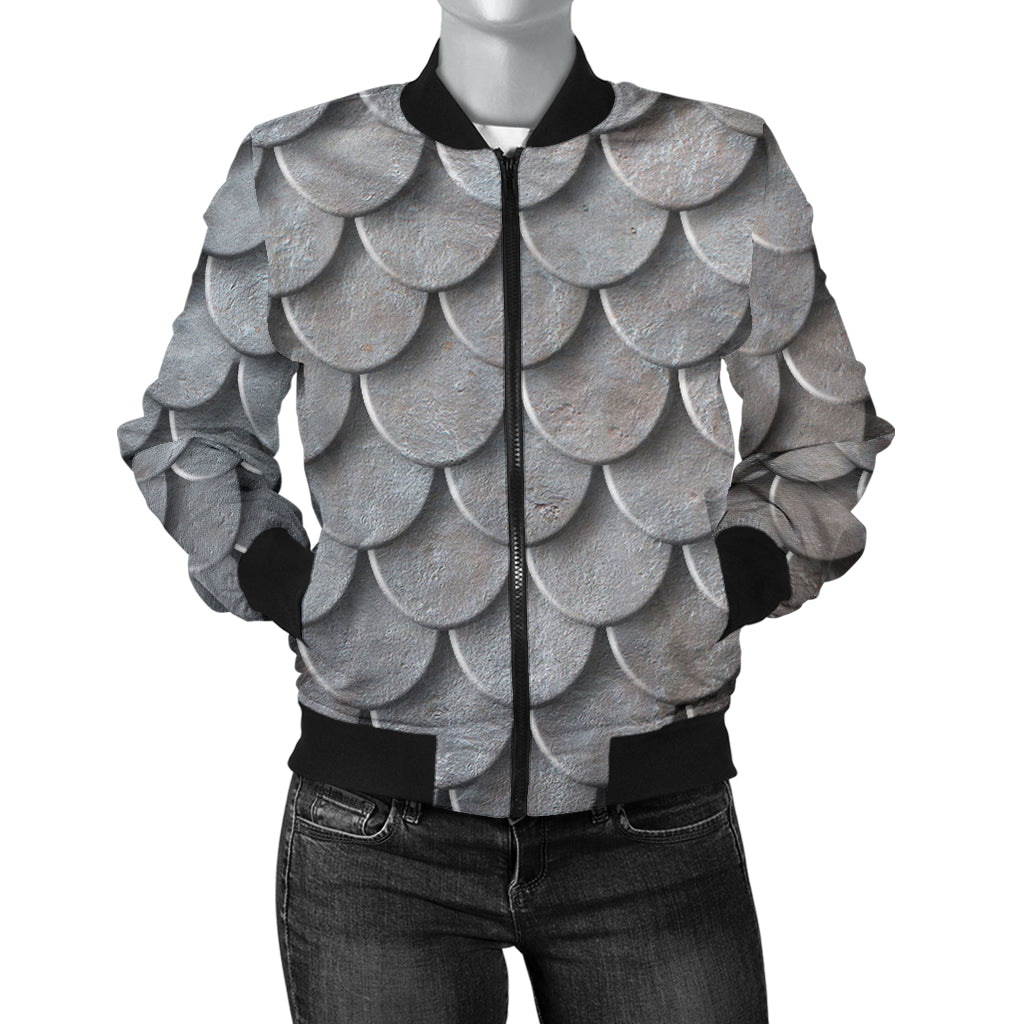 Armor Scales Pattern Print Design 03 Women's Bomber Jacket