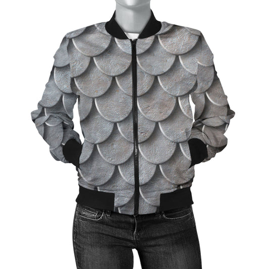 Armor Scales Pattern Print Design 03 Women's Bomber Jacket