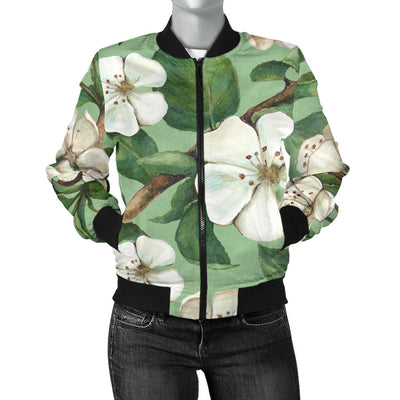 Apple blossom Pattern Print Design AB02 Women Bomber Jacket