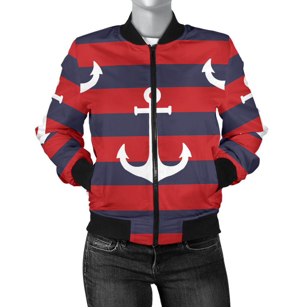 Nautical Pattern Print Design A05 Women's Bomber Jacket