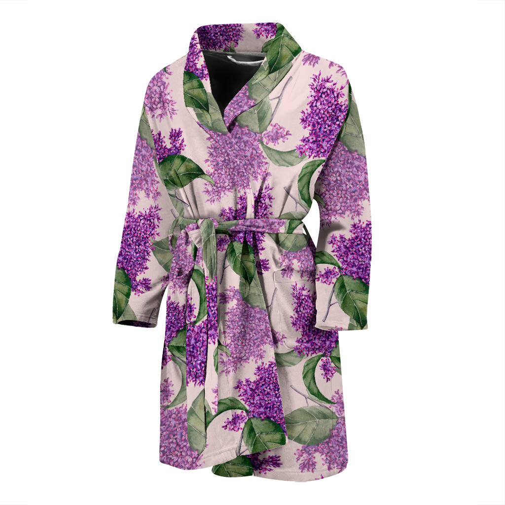 Lilac Pattern Print Design LI02 Men Bathrobe