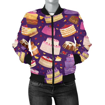 Cake Pattern Print Design 05 Women's Bomber Jacket