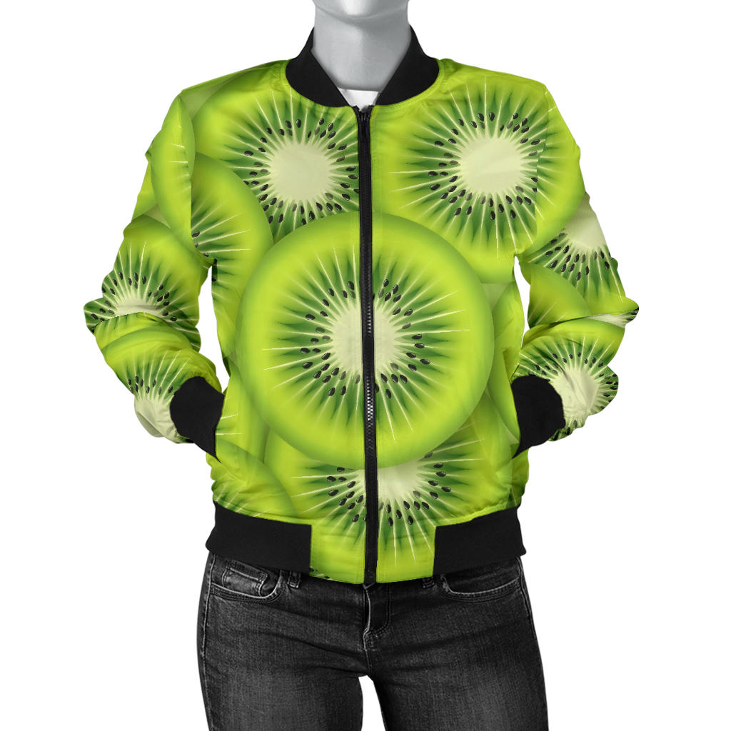 Kiwi Pattern Print Design KW01 Women Bomber Jacket