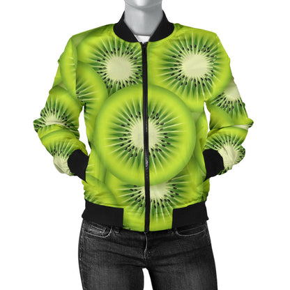 Kiwi Pattern Print Design KW01 Women Bomber Jacket