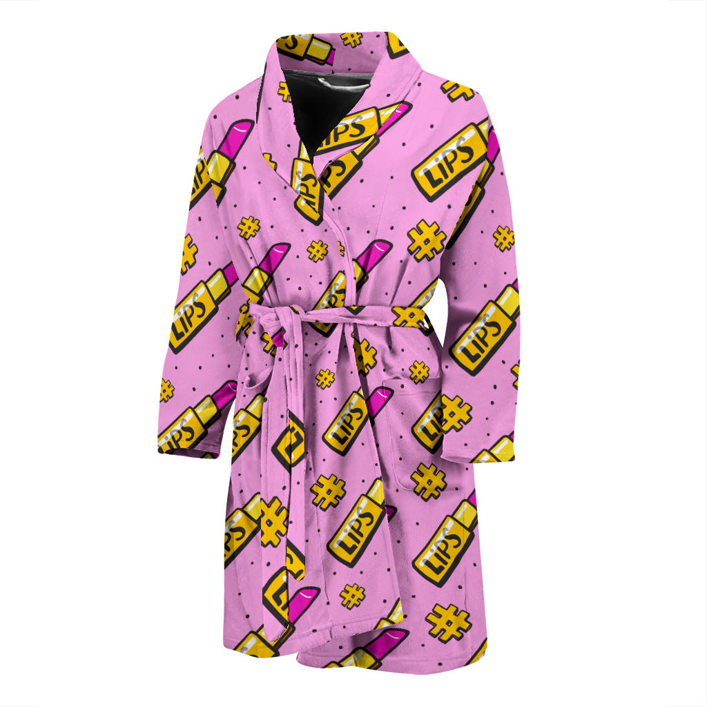 Lipstick Pattern Print Design LT03 Men Bathrobe