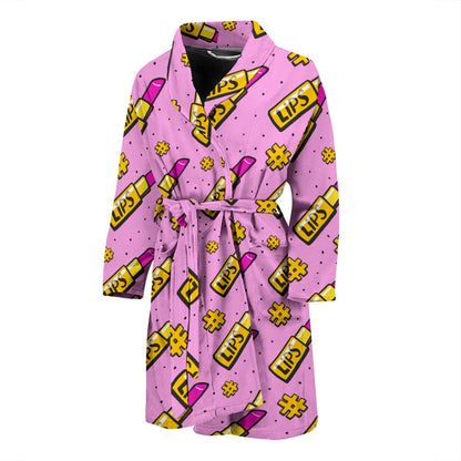 Lipstick Pattern Print Design LT03 Men Bathrobe