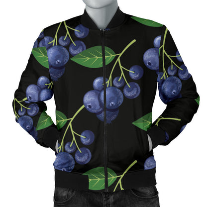 Blueberry Pattern Print Design BB01 Men Bomber Jacket