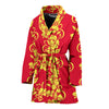 Orange Hibiscus Pattern Print Design HB018 Women Bathrobe