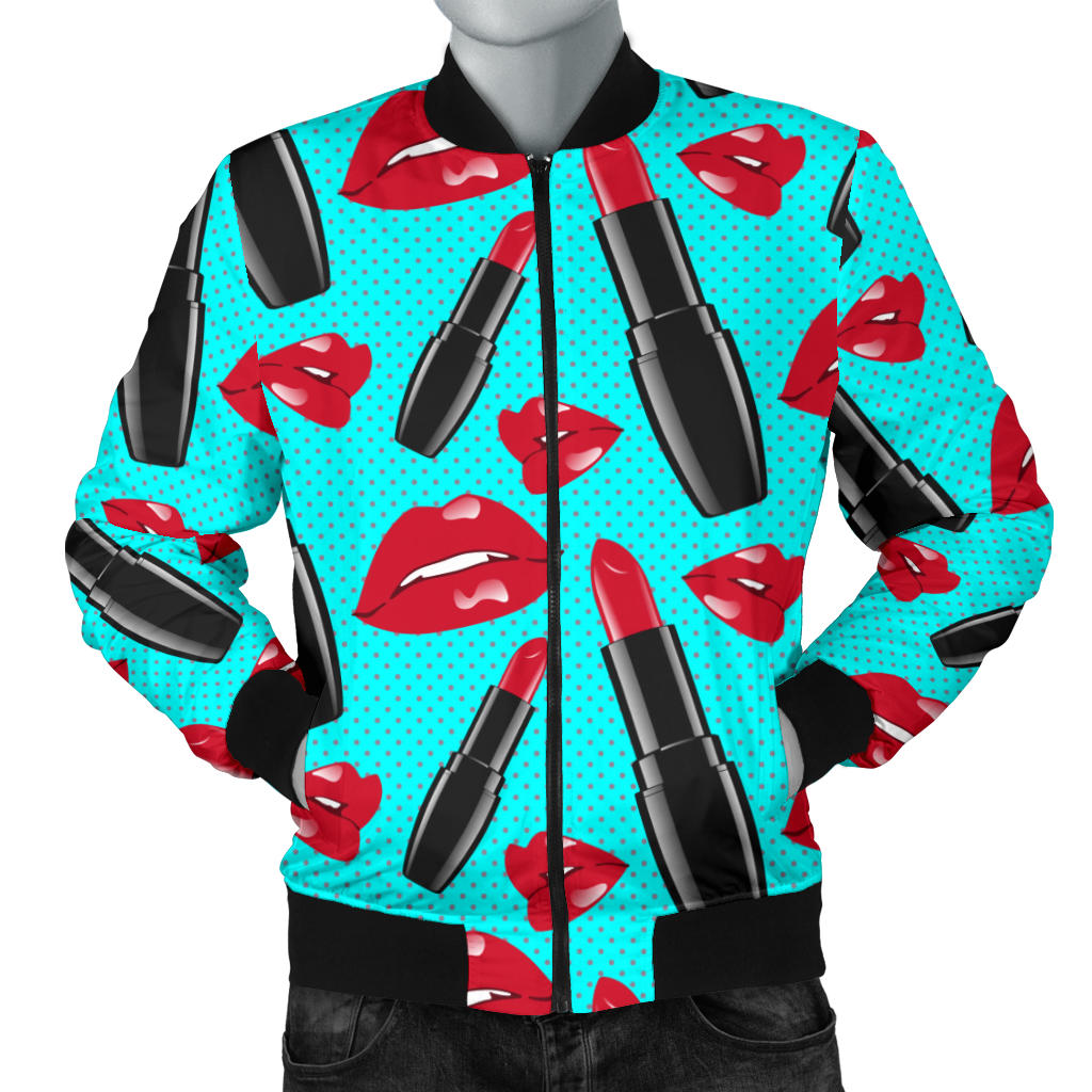 Lipstick Pattern Print Design LT02 Men Bomber Jacket