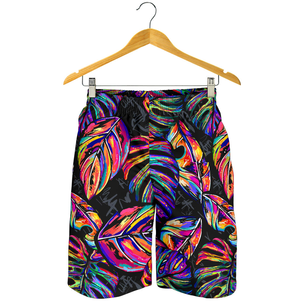 Neon Color Tropical Palm Leaves Mens Shorts