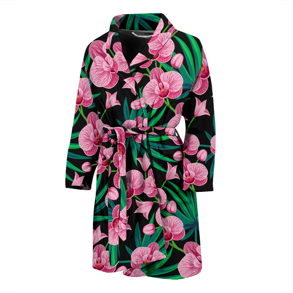Orchid Pink Pattern Print Design OR06 Men Bathrobe