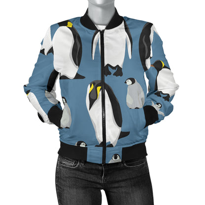 Penguin Pattern Print Design A03 Women's Bomber Jacket