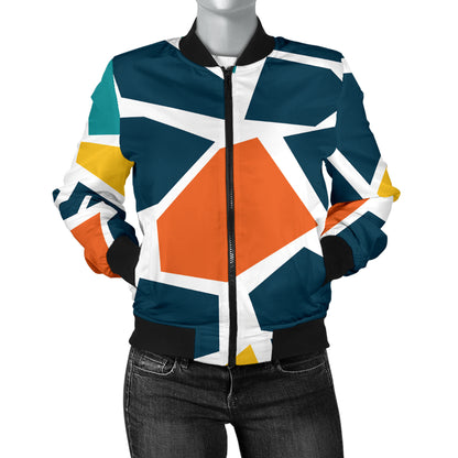 Mosaic Pattern Print Design 02 Women's Bomber Jacket