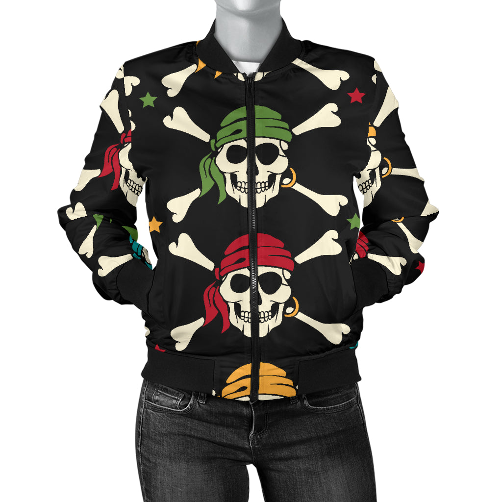 Pirate Pattern Print Design A01 Women's Bomber Jacket