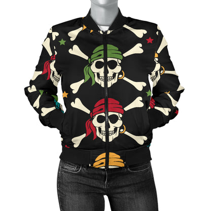 Pirate Pattern Print Design A01 Women's Bomber Jacket