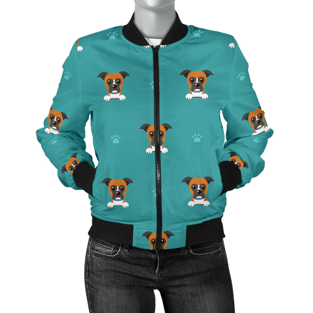 Boxers Pattern Print Design 03 Women's Bomber Jacket