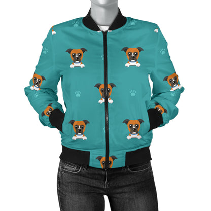 Boxers Pattern Print Design 03 Women's Bomber Jacket