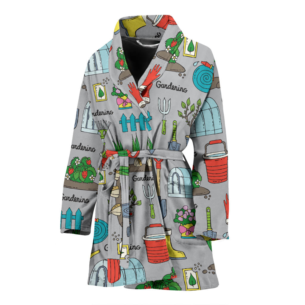 Gardening Pattern Print Design G07 Women Bathrobe