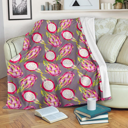 Dragonfruit Pattern Print Design DF03 Fleece Blanket