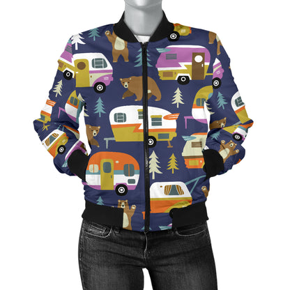 Camper Pattern Print Design 04 Women's Bomber Jacket