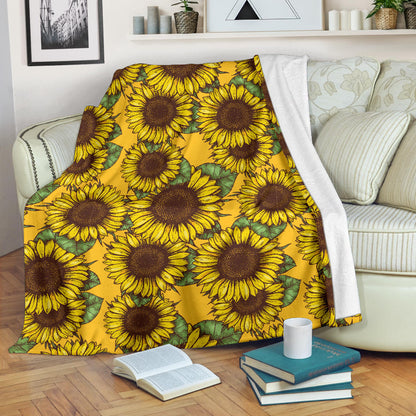 Sunflower Pattern Print Design SF04 Fleece Blanket
