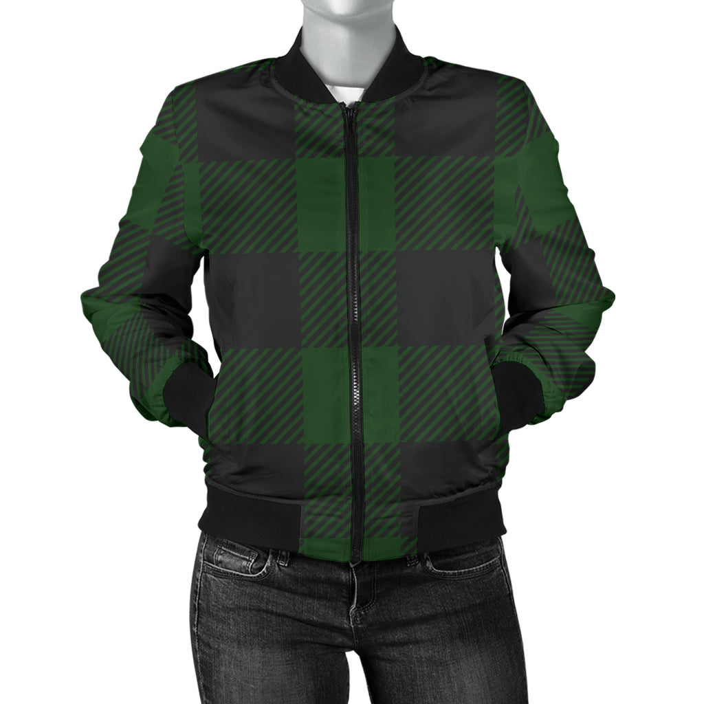 Buffalo check Green Pattern Print Design 02 Women's Bomber Jacket