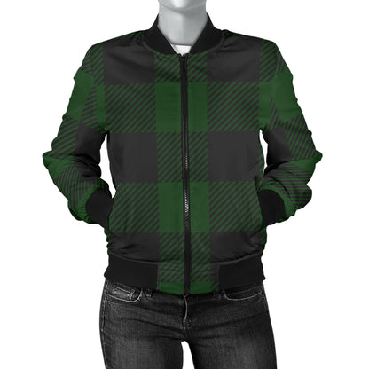 Buffalo check Green Pattern Print Design 02 Women's Bomber Jacket