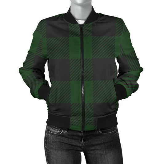 Buffalo check Green Pattern Print Design 02 Women's Bomber Jacket