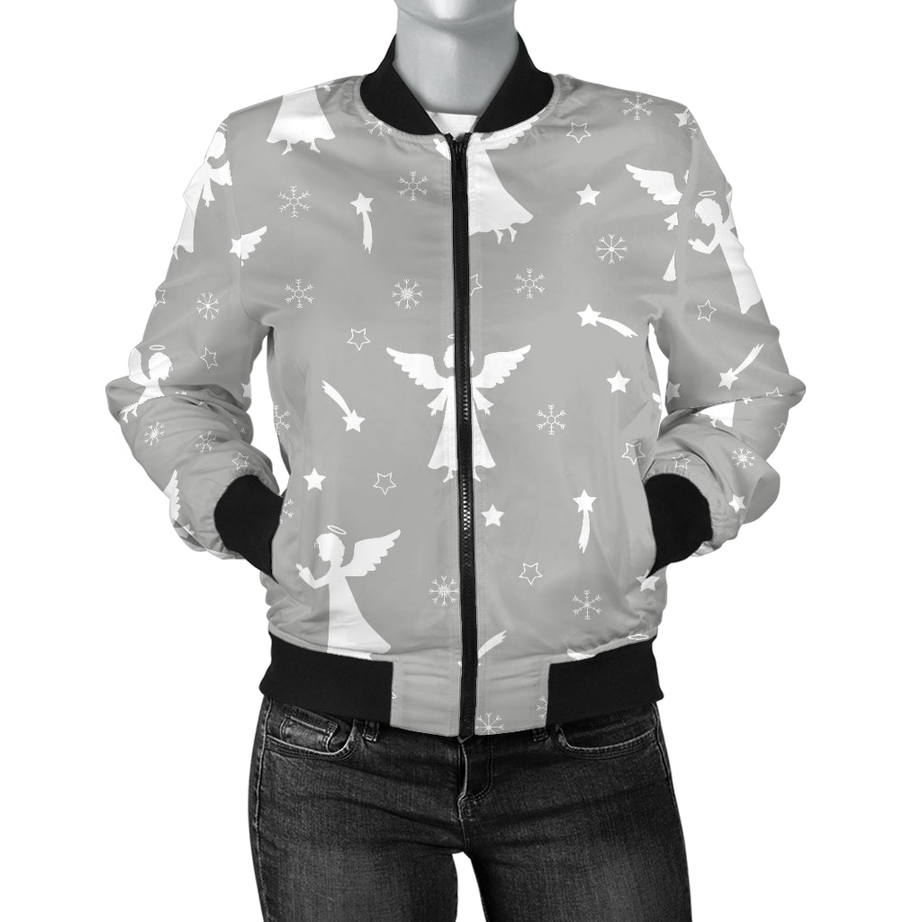 Angel Pattern Print Design 03 Women's Bomber Jacket