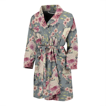 Peony Pattern Print Design PE05 Men Bathrobe