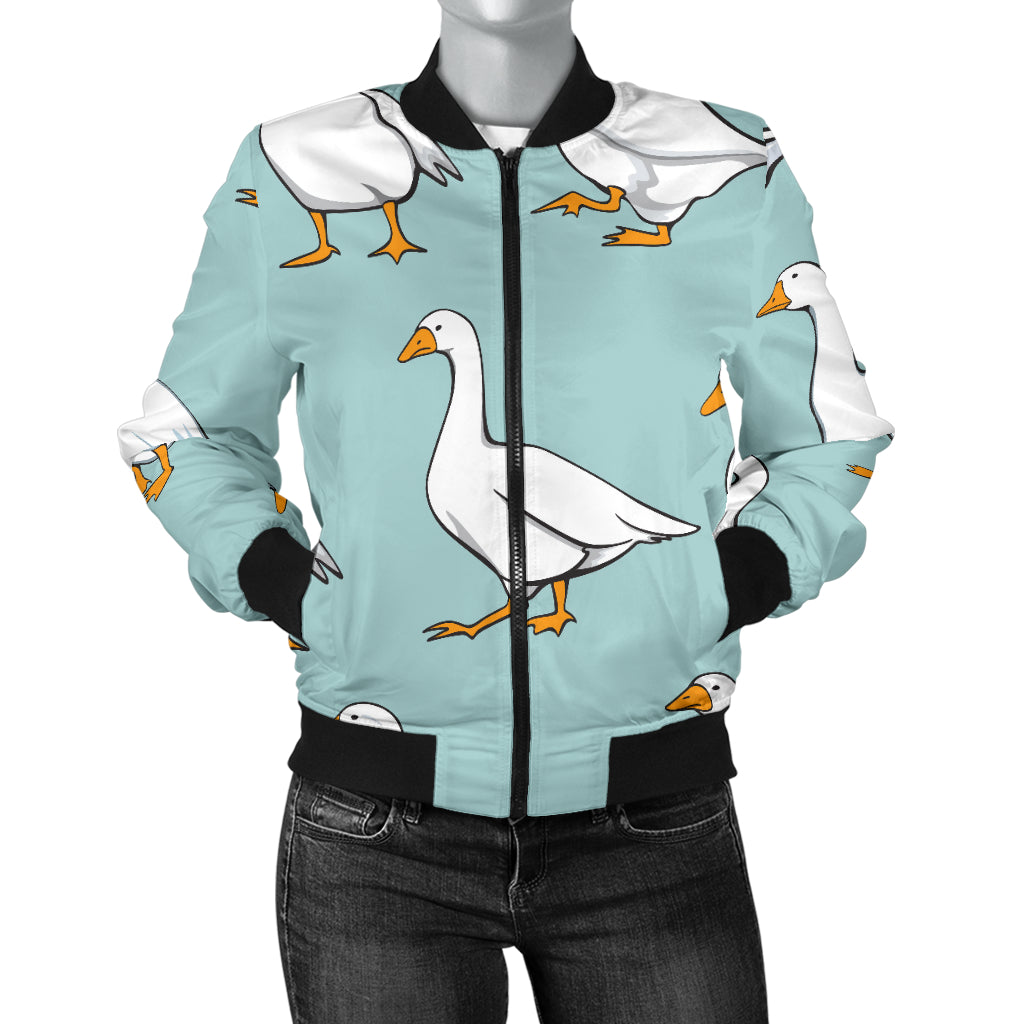 Goose Pattern Print Design 02 Women's Bomber Jacket