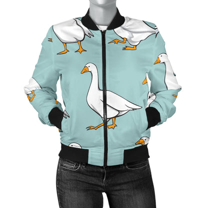 Goose Pattern Print Design 02 Women's Bomber Jacket