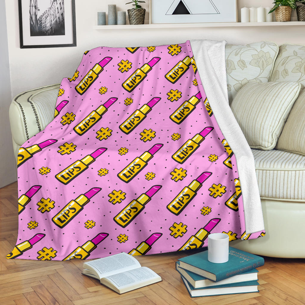 Lipstick Pattern Print Design LT03 Fleece Blanket