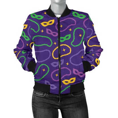 Mardi Gras Pattern Print Design 04 Women's Bomber Jacket