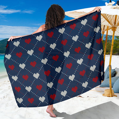 Heart Knit Pattern Print Design HE05 Sarong Pareo Wrap