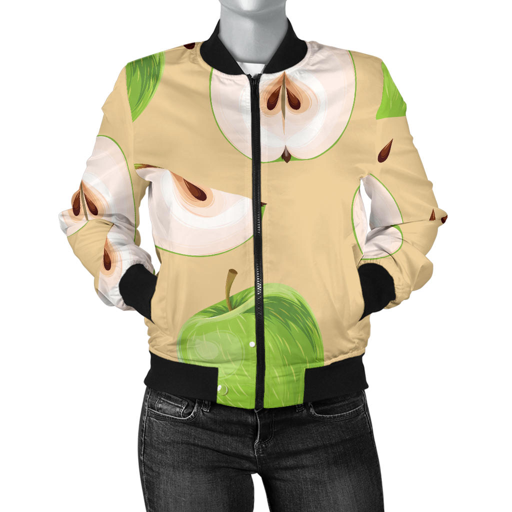 Apple Pattern Print Design AP07 Women Bomber Jacket
