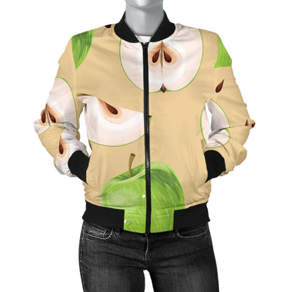 Apple Pattern Print Design AP07 Women Bomber Jacket