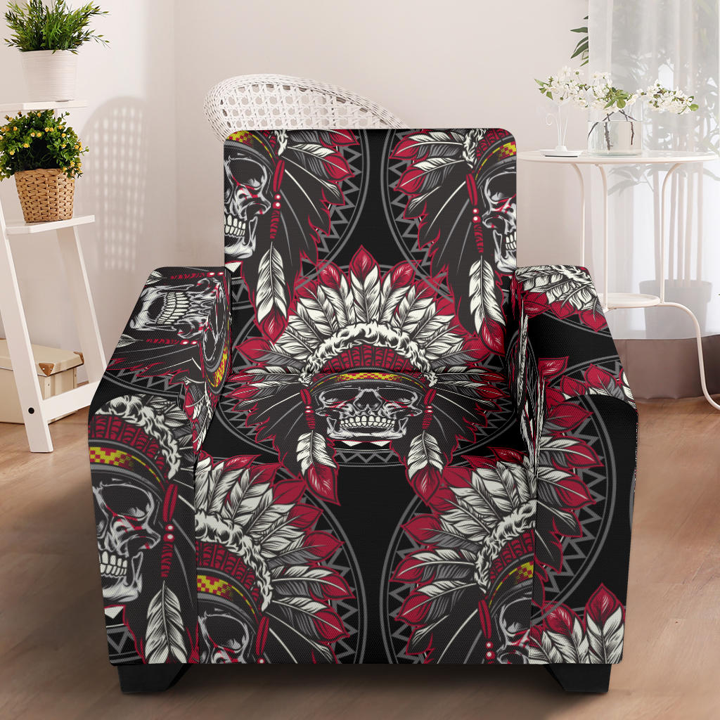 Native Indian Skull Armchair Slipcover