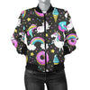 Donut Unicorn Pattern Print Design DN09 Women Bomber Jacket