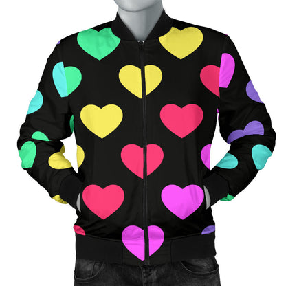 Heart Rainbow Pattern Print Design HE02 Men Bomber Jacket