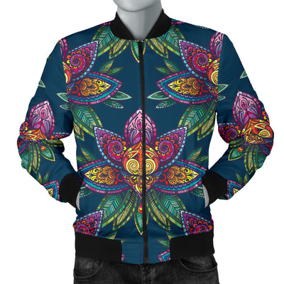lotus Boho Pattern Print Design LO04 Men Bomber Jacket