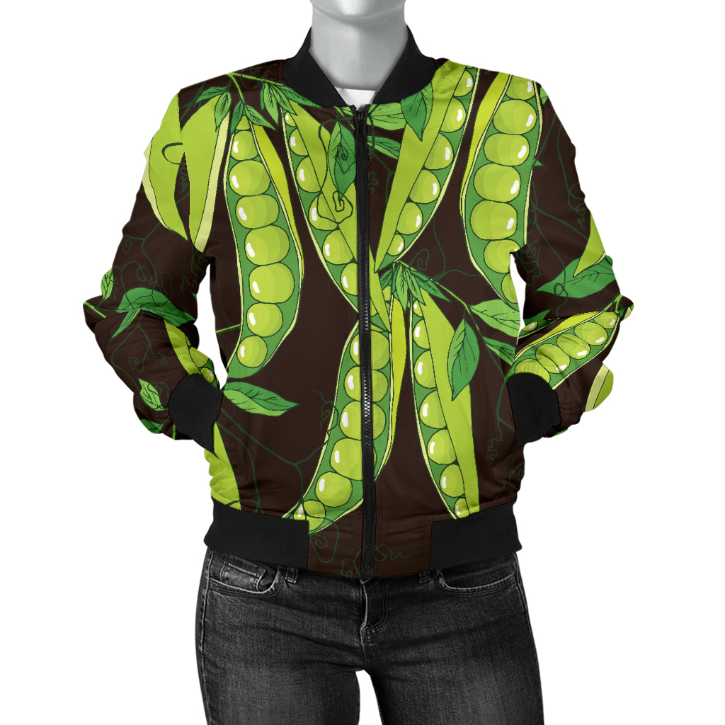 Peas Pattern Print Design A03 Women's Bomber Jacket
