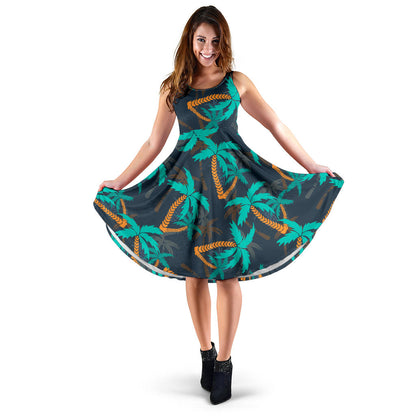 Palm Tree Pattern Print Design PT01 Midi Dress