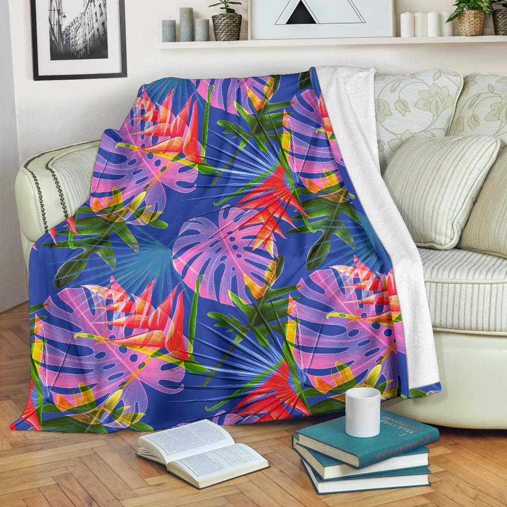 Tropical Flower Pattern Print Design TF025 Fleece Blanket