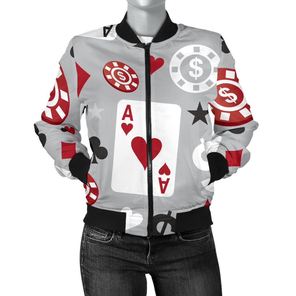 Casino Pattern Print Design 01 Women's Bomber Jacket