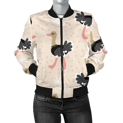 Ostrich Pattern Print Design 02 Women's Bomber Jacket