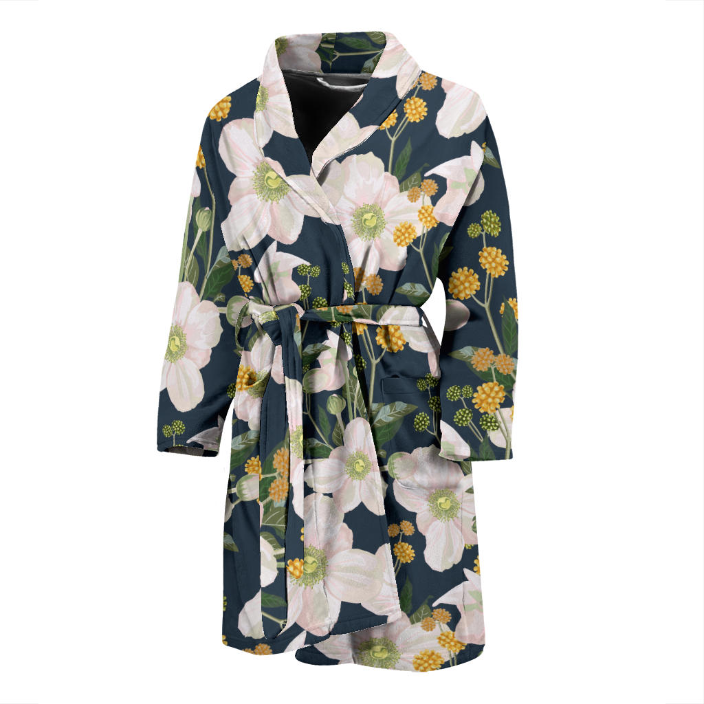 Anemone Pattern Print Design AM04 Men Bathrobe